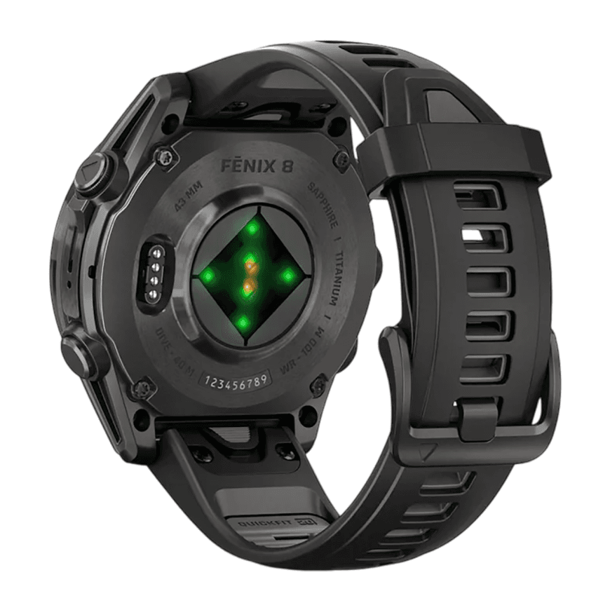 Спортивные часы Garmin fenix 8, 43 мм, AMOLED, титан с DLC, сапфир, силиконовый ремешок цвета чёрный/«серая галька» — фото 4