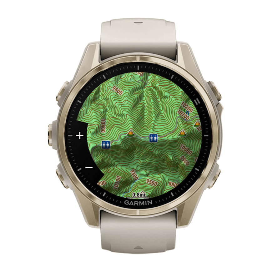 Спортивные часы Garmin fenix 8, 43 мм, AMOLED, сталь, сапфир, силиконовый ремешок цвета «серый туман»/«тёмный песчаник» — фото 6