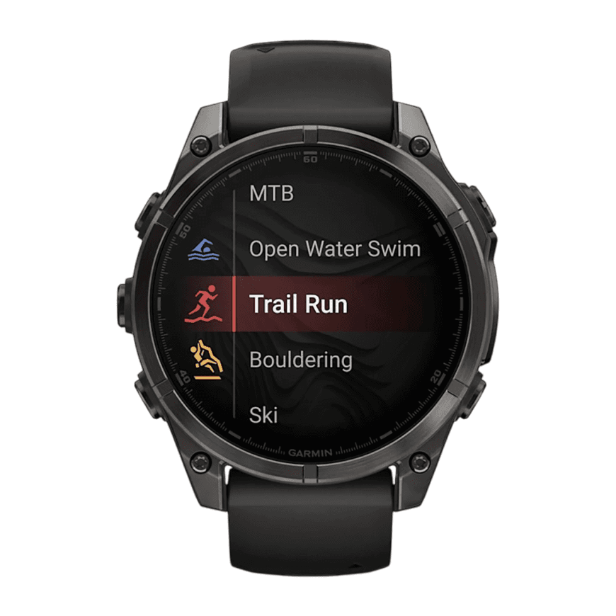 Спортивные часы Garmin fenix 8, 47 мм, AMOLED, титан с DLC, сапфир, силиконовый ремешок цвета чёрный/«серая галька» — фото 5