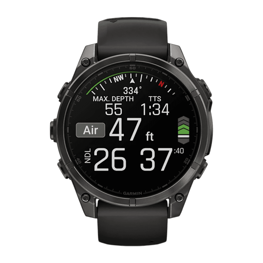 Спортивные часы Garmin fenix 8, 47 мм, AMOLED, титан с DLC, сапфир, силиконовый ремешок цвета чёрный/«серая галька» — фото 3
