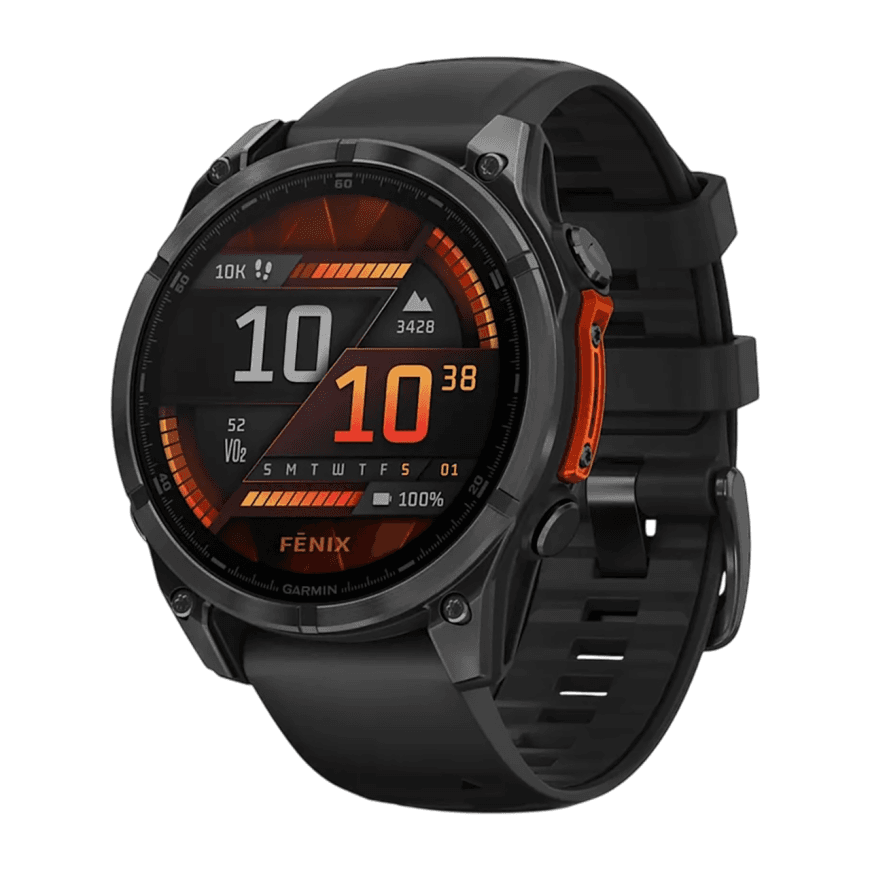 Спортивные часы Garmin fenix 8, 47 мм, AMOLED, сталь, чёрный силиконовый ремешок — фото 2