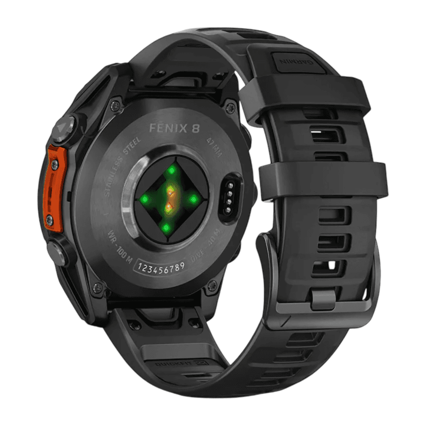 Спортивные часы Garmin fenix 8, 47 мм, AMOLED, сталь, чёрный силиконовый ремешок — фото 4