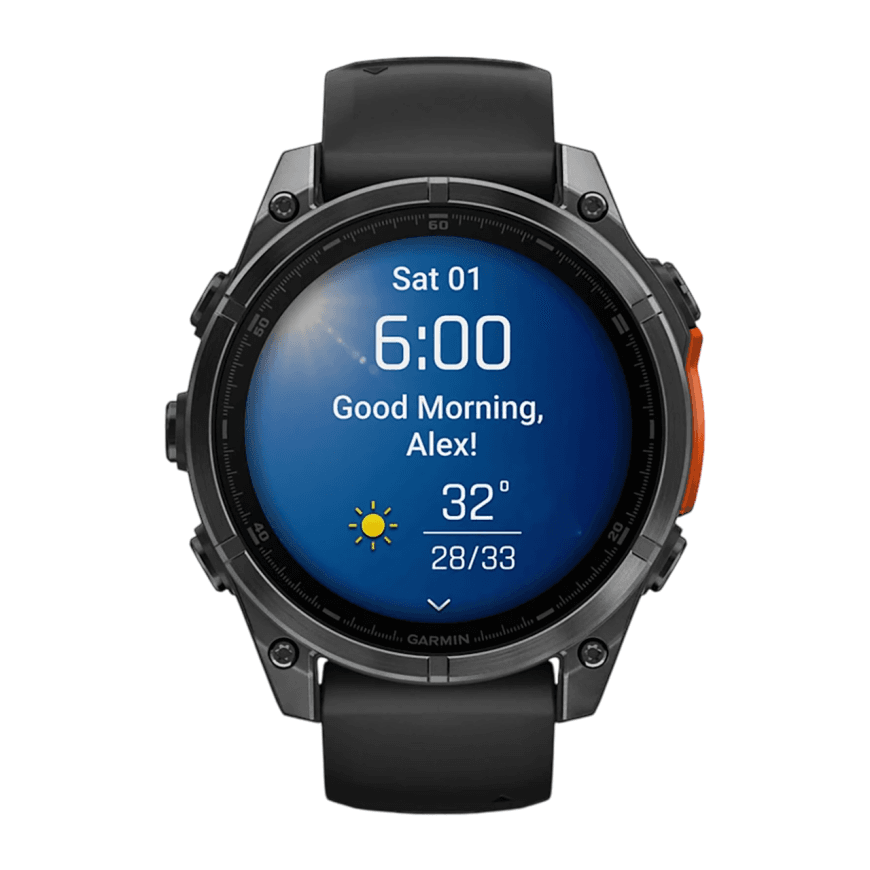 Спортивные часы Garmin fenix 8, 47 мм, AMOLED, сталь, чёрный силиконовый ремешок — фото 5