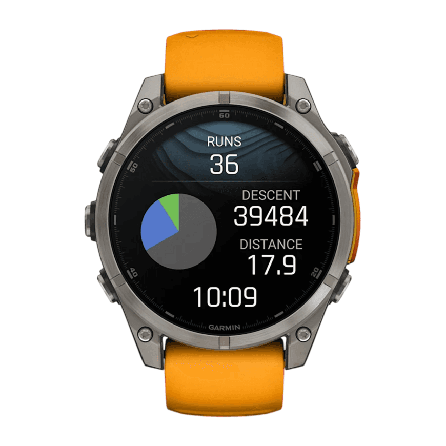 Спортивные часы Garmin fenix 8, 47 мм, AMOLED, титан, сапфир, силиконовый ремешок цвета «оранжевая искра»/графитовый — фото 5