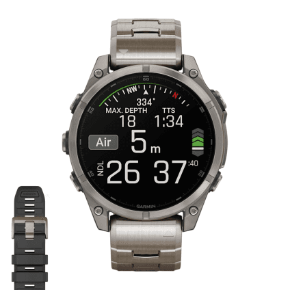 Спортивные часы Garmin fenix 8, 47 мм, AMOLED, сапфир, титановый блочный браслет, силиконовый ремешок цвета чёрный/«серая галька»