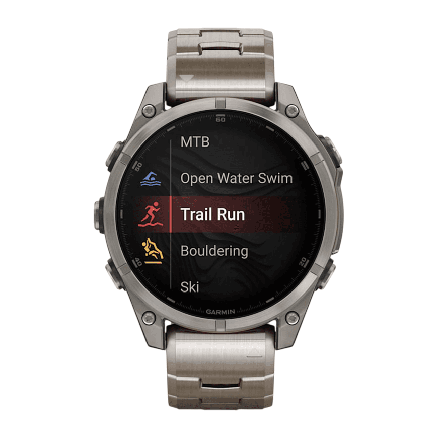 Спортивные часы Garmin fenix 8, 47 мм, AMOLED, сапфир, титановый блочный браслет, силиконовый ремешок цвета чёрный/«серая галька» — фото 4