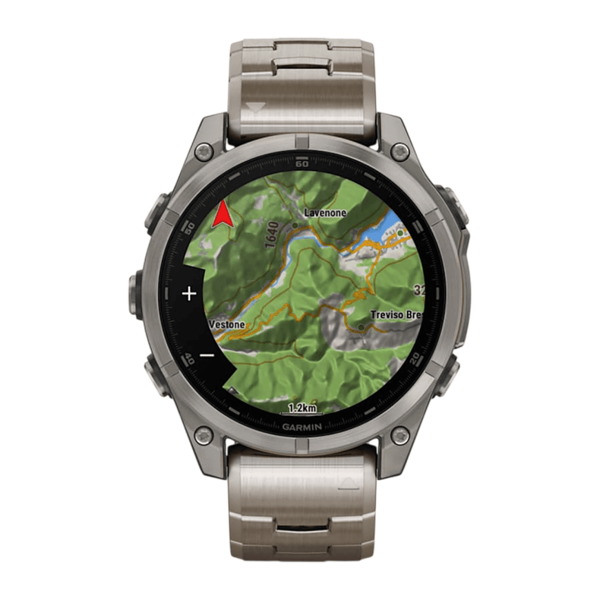Спортивные часы Garmin fenix 8, 47 мм, AMOLED, сапфир, титановый блочный браслет, силиконовый ремешок цвета чёрный/«серая галька» — фото 6