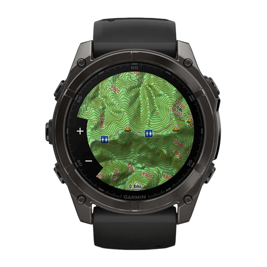 Спортивные часы Garmin fenix 8, 51 мм, AMOLED, титан с DLC, сапфир, силиконовый ремешок цвета чёрный/«серая галька» — фото 6