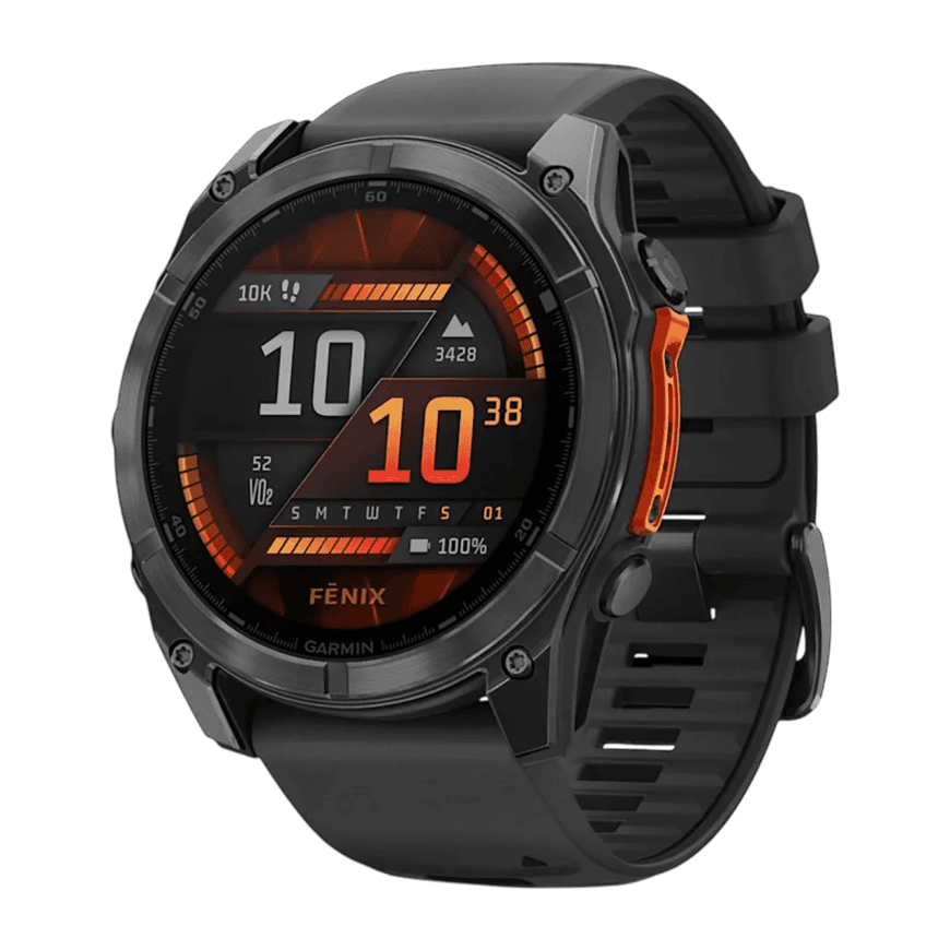 Спортивные часы Garmin fenix 8, 51 мм, AMOLED, сталь, чёрный силиконовый ремешок — фото 2