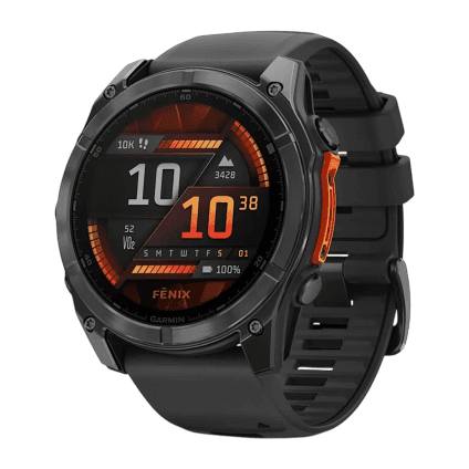 Спортивные часы Garmin fenix 8, 51 мм, AMOLED, сталь, чёрный силиконовый ремешок