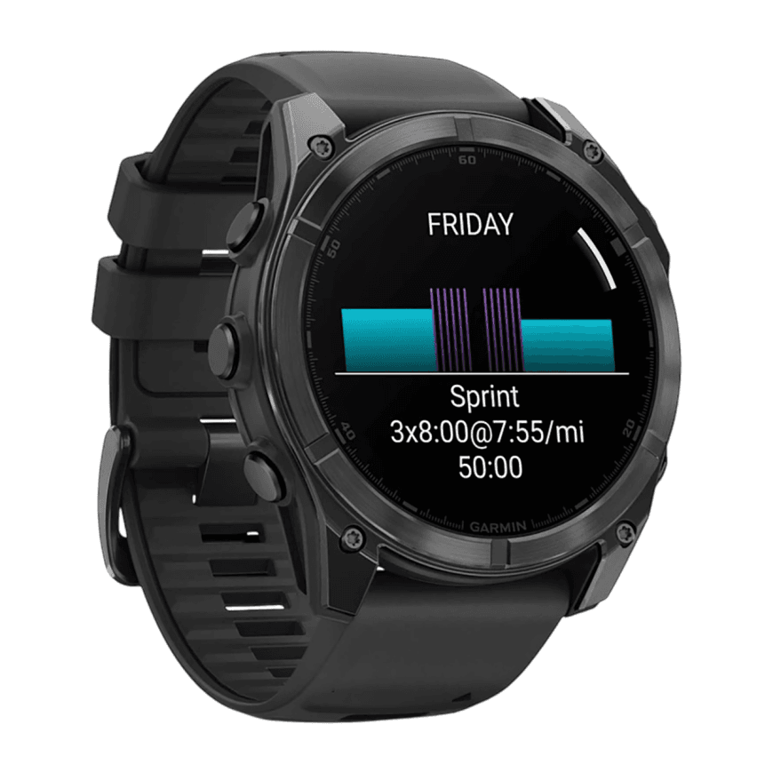 Спортивные часы Garmin fenix 8, 51 мм, AMOLED, сталь, чёрный силиконовый ремешок — фото 3