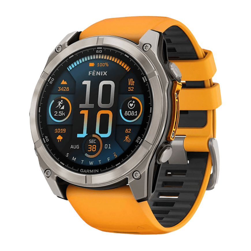 Спортивные часы Garmin fenix 8, 51 мм, AMOLED, титан, сапфир, силиконовый ремешок цвета «оранжевая искра»/графитовый — фото 2