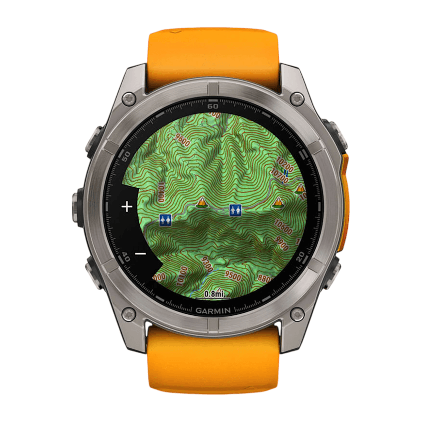Спортивные часы Garmin fenix 8, 51 мм, AMOLED, титан, сапфир, силиконовый ремешок цвета «оранжевая искра»/графитовый — фото 6