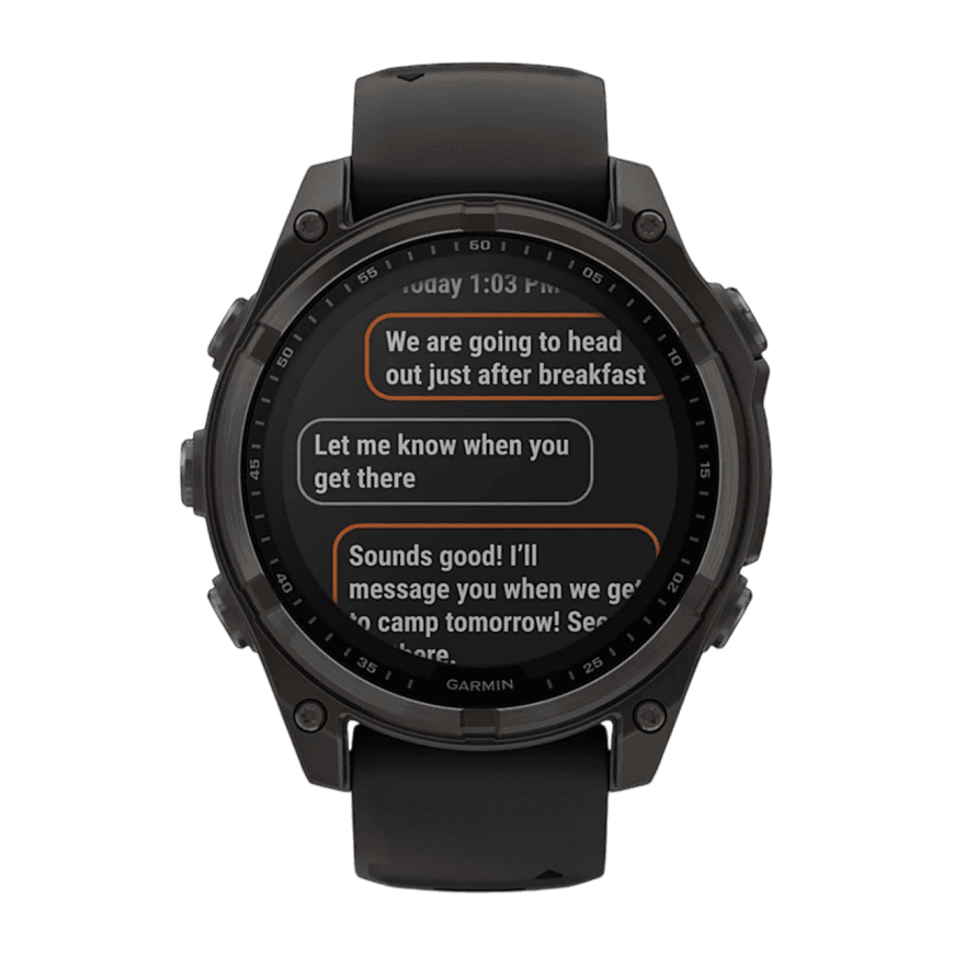 Спортивные часы Garmin fenix 8, 47 мм, Solar, титан с DLC, сапфир, силиконовый ремешок цвета чёрный/«серая галька» — фото 3