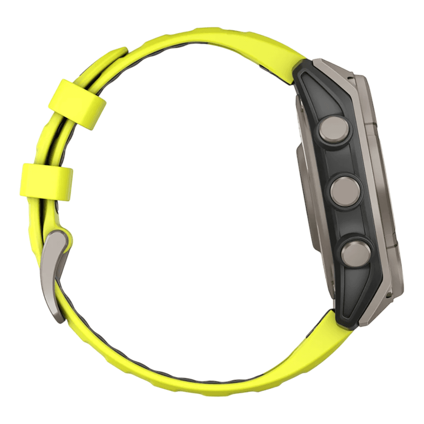 Спортивные часы Garmin fenix 8, 47 мм, Solar, титан, сапфир, силиконовый ремешок цвета «электрический жёлтый»/графитовый — фото 4