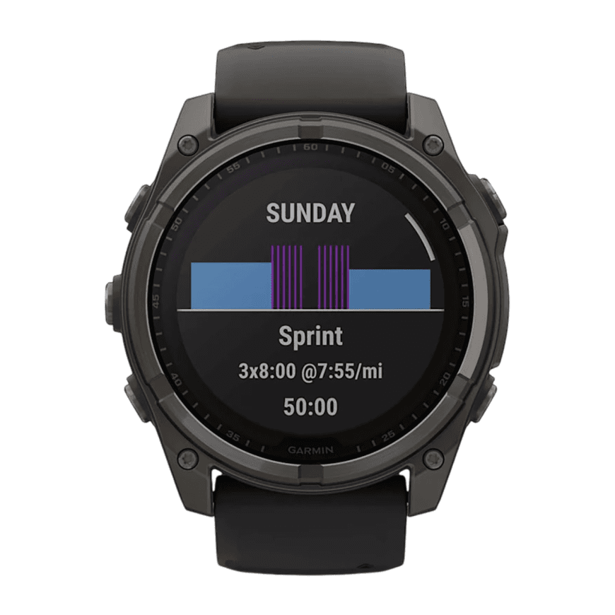 Спортивные часы Garmin fenix 8, 51 мм, Solar, титан с DLC, сапфир, силиконовый ремешок цвета чёрный/«серая галька» — фото 5