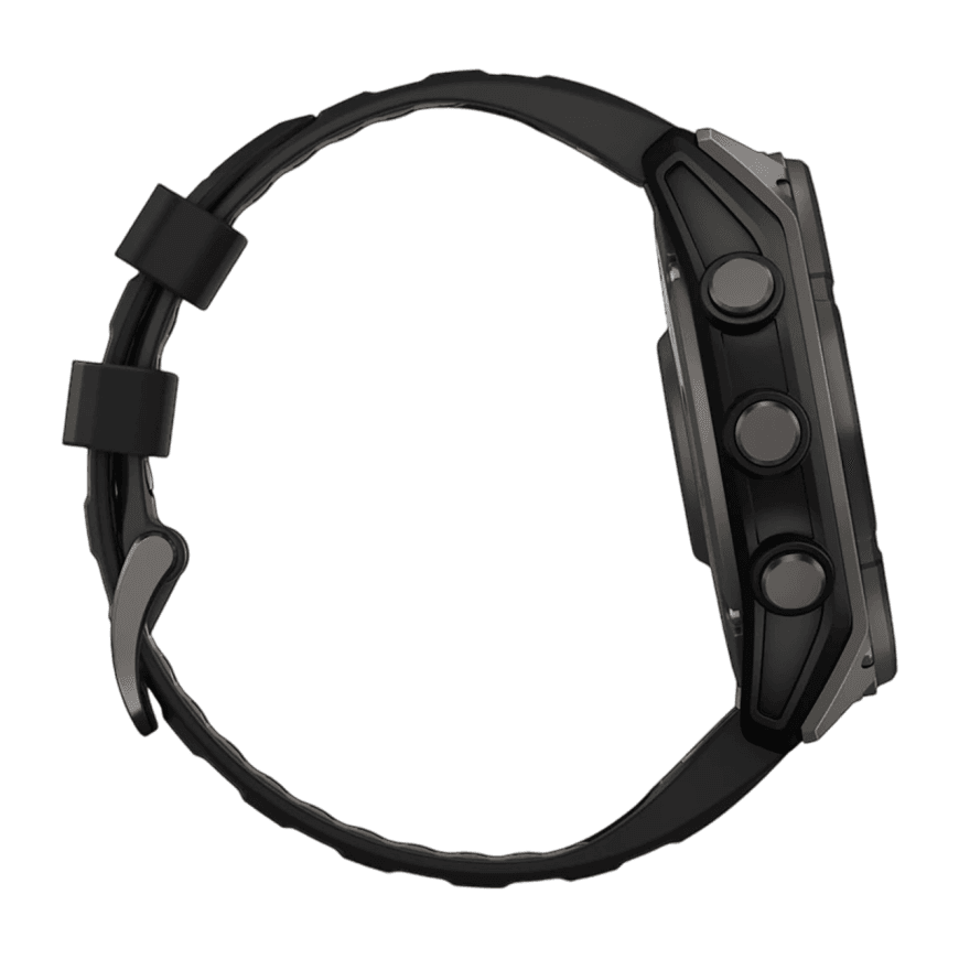 Спортивные часы Garmin fenix 8, 51 мм, Solar, титан с DLC, сапфир, силиконовый ремешок цвета чёрный/«серая галька» — фото 4
