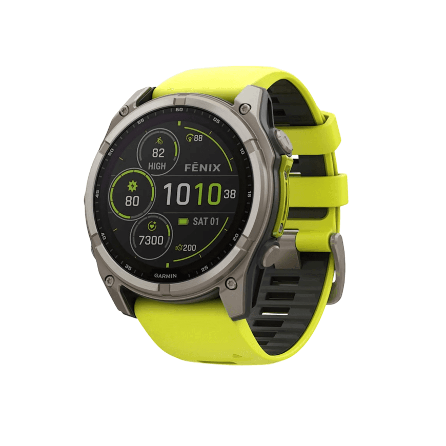 Спортивные часы Garmin fenix 8, 51 мм, Solar, титан, сапфир, силиконовый ремешок цвета «электрический жёлтый»/графитовый — фото 3