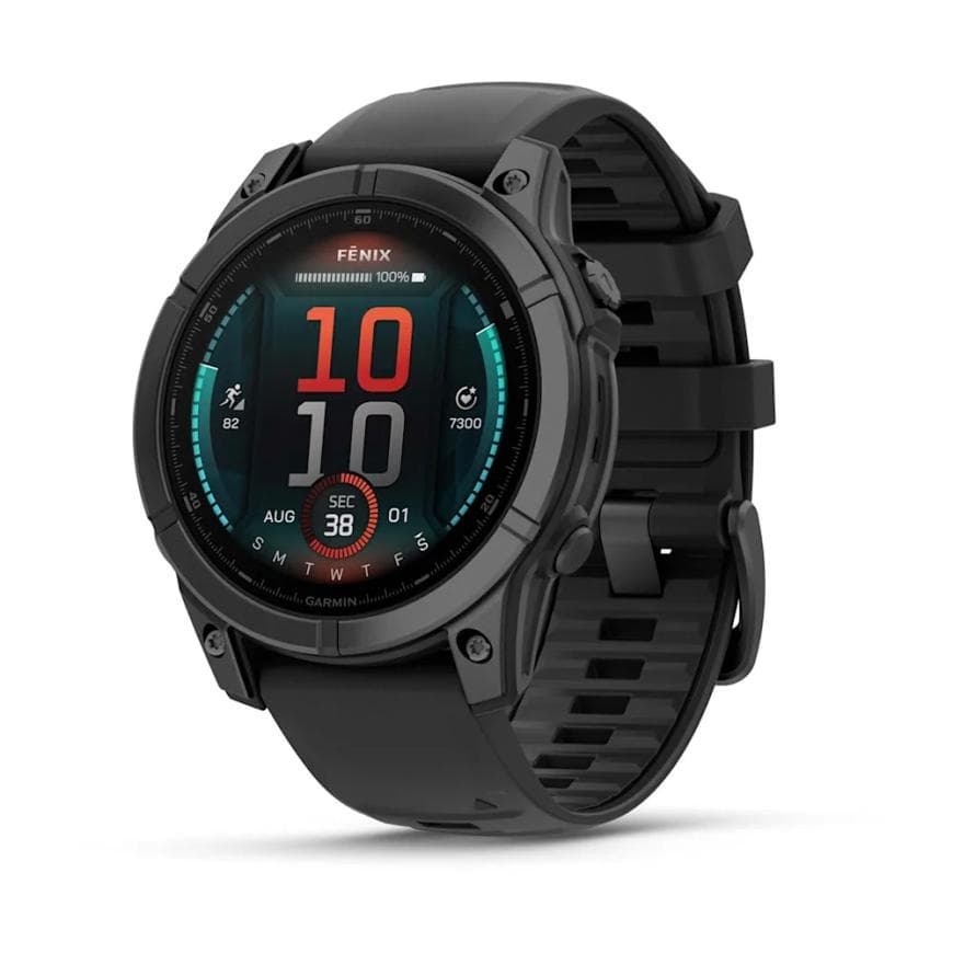 Спортивные часы Garmin fenix E, 47 мм, AMOLED, синевато-серый безель, чёрный силиконовый ремешок — фото 2
