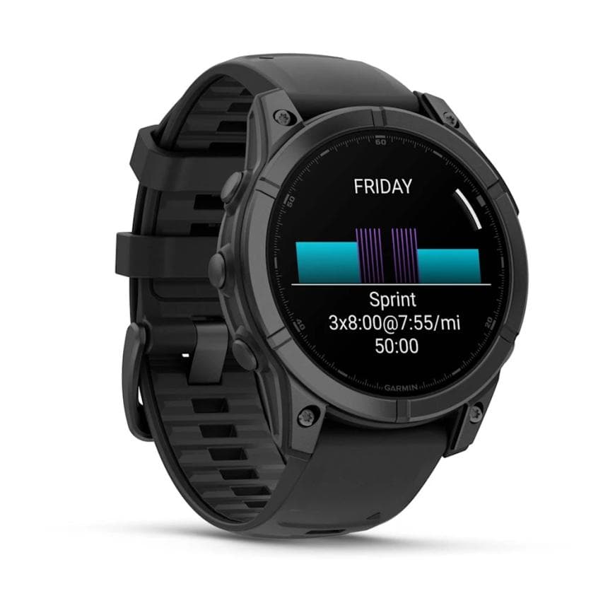 Спортивные часы Garmin fenix E, 47 мм, AMOLED, синевато-серый безель, чёрный силиконовый ремешок — фото 3