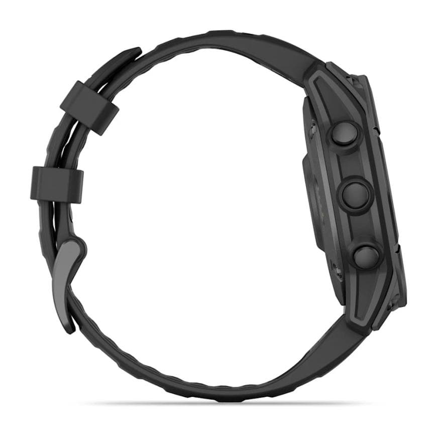 Спортивные часы Garmin fenix E, 47 мм, AMOLED, синевато-серый безель, чёрный силиконовый ремешок — фото 4