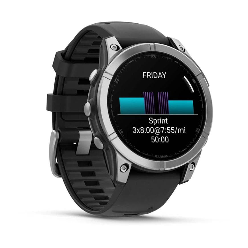 Спортивные часы Garmin fenix E, 47 мм, AMOLED, серебристый безель, чёрный силиконовый ремешок — фото 3