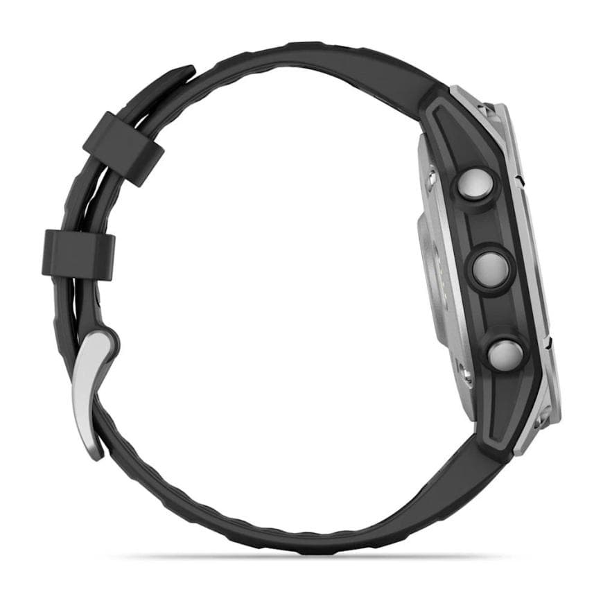 Спортивные часы Garmin fenix E, 47 мм, AMOLED, серебристый безель, чёрный силиконовый ремешок — фото 5