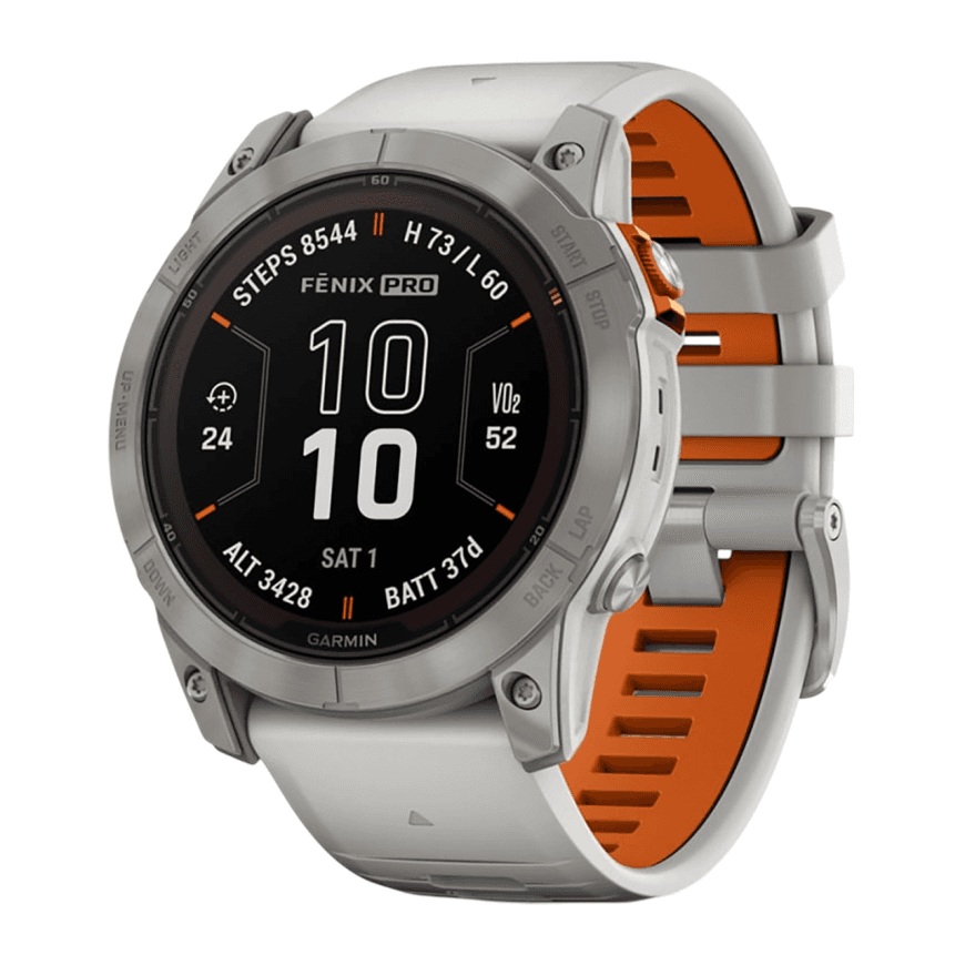 Спортивные часы Garmin fenix 7X Pro Sapphire Solar Edition, 51 мм, силиконовый ремешок цвета «серый туман»/«жжёный апельсин» — фото 5