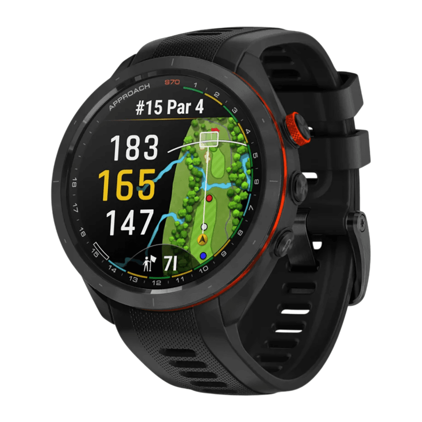 Спортивные часы Garmin Approach S70, 47 мм, чёрный силиконовый ремешок — фото 3