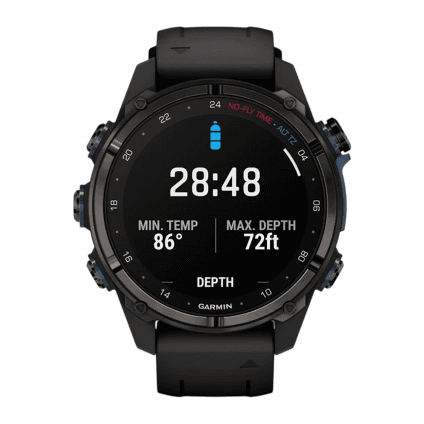Спортивные часы Garmin Descent Mk3i, 43 мм, чёрный силиконовый ремешок