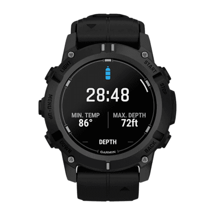Спортивные часы Garmin Descent G2, чёрный силиконовый ремешок