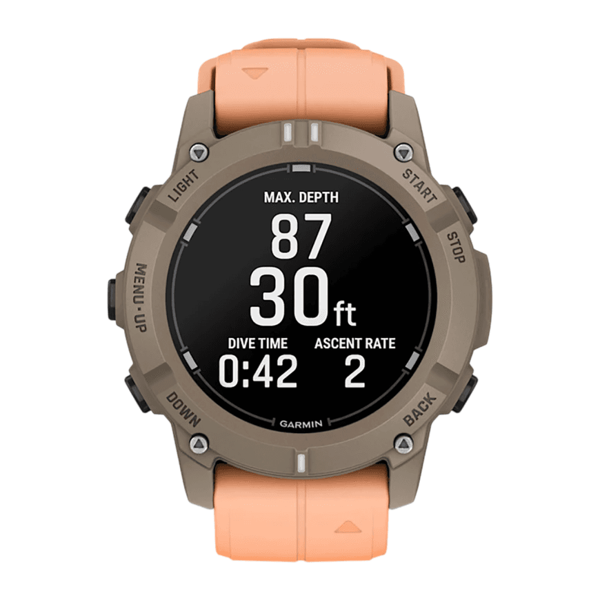 Спортивные часы Garmin Descent G2, силиконовый ремешок цвета «морская ракушка» — фото 6
