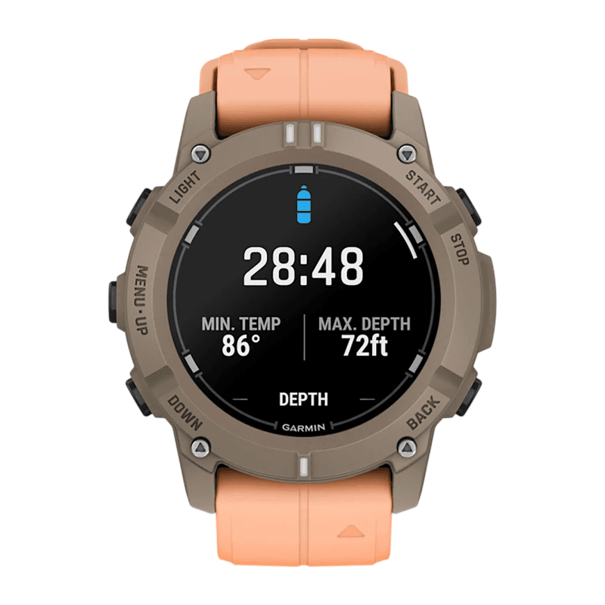 Спортивные часы Garmin Descent G2, силиконовый ремешок цвета «морская ракушка» — фото 2