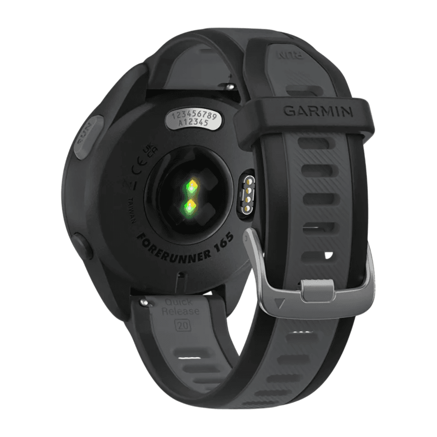 Спортивные часы Garmin Forerunner 165, силиконовый ремешок цвета чёрный/синевато-серый — фото 4