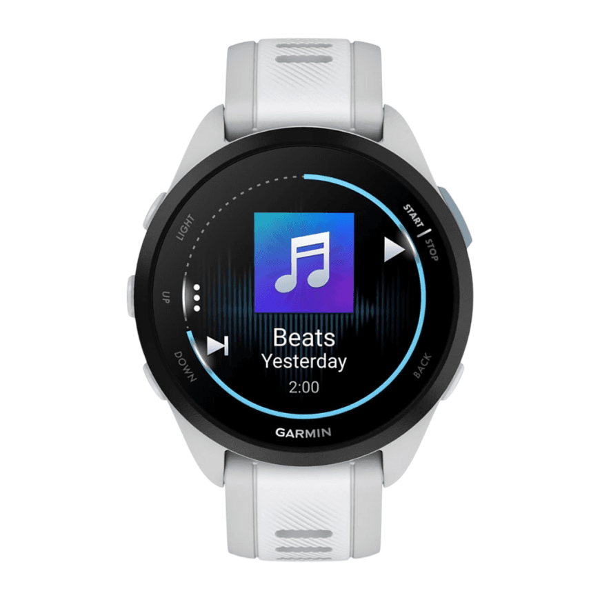 Спортивные часы Garmin Forerunner 165 Music, силиконовый ремешок цвета «туманный серый»/«Уайтстоун» — фото 5