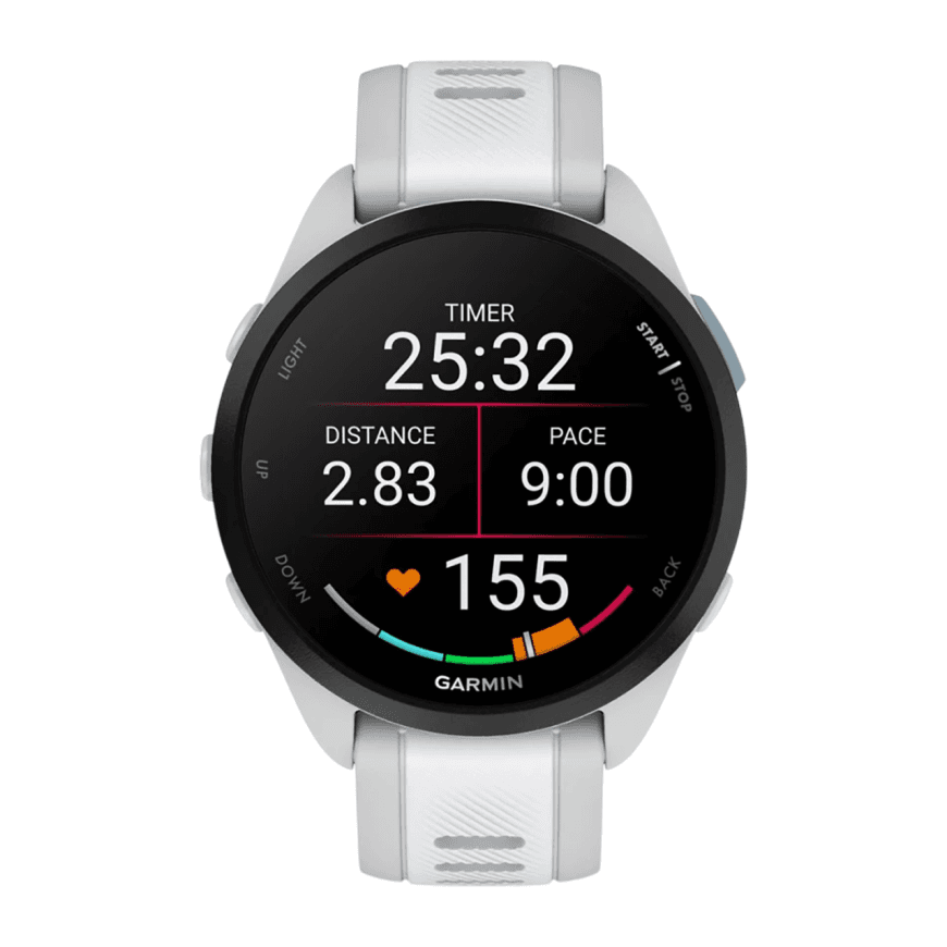 Спортивные часы Garmin Forerunner 165 Music, силиконовый ремешок цвета «туманный серый»/«Уайтстоун» — фото 2