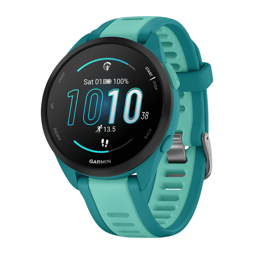 Спортивные часы Garmin Forerunner 165 Music, силиконовый ремешок цвета бирюзовый/«аква» — фото 3