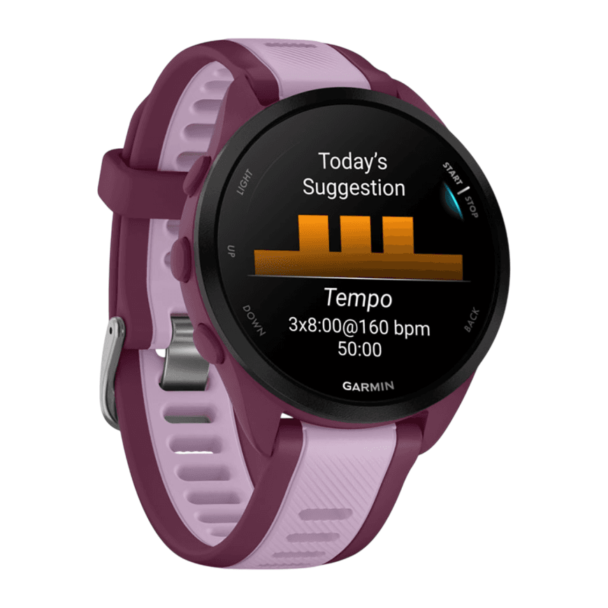 Спортивные часы Garmin Forerunner 165 Music, силиконовый ремешок цвета «ягодный»/лиловый — фото 6
