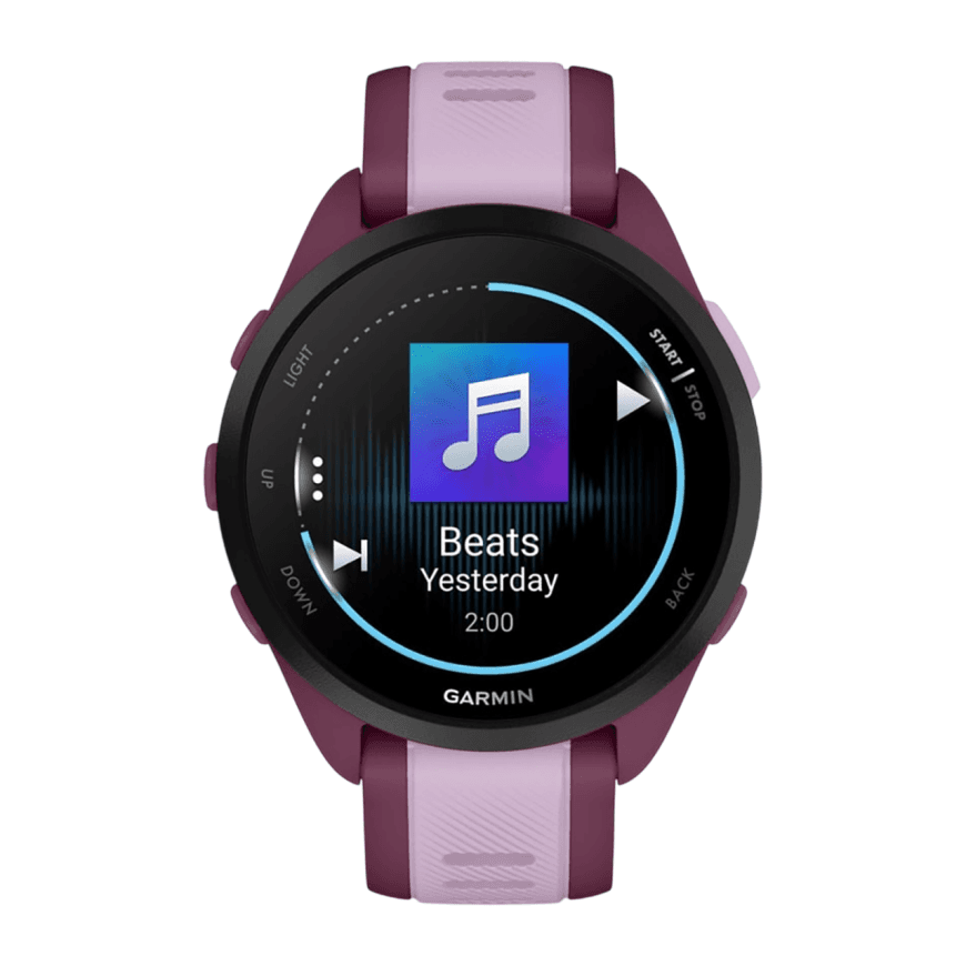 Спортивные часы Garmin Forerunner 165 Music, силиконовый ремешок цвета «ягодный»/лиловый — фото 2