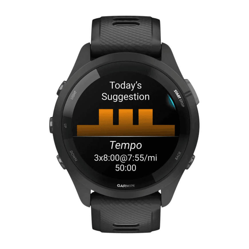 Спортивные часы Garmin Forerunner 265, 46 мм, силиконовый ремешок цвета чёрный/«серая пудра» — фото 5