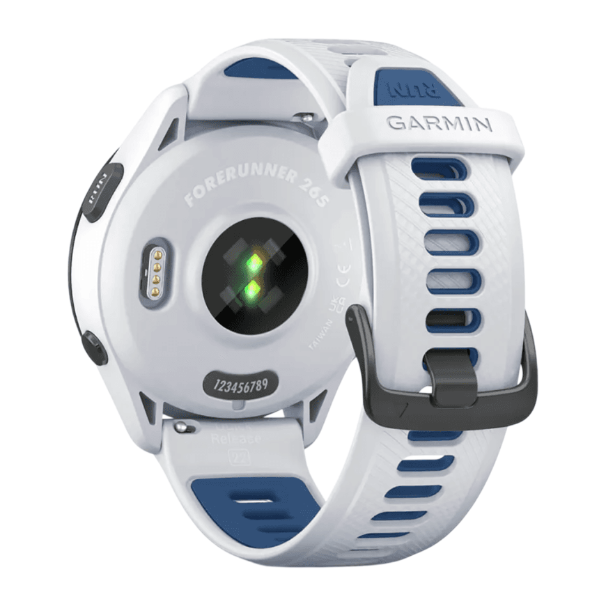 Спортивные часы Garmin Forerunner 265, 46 мм, силиконовый ремешок цвета «Уайтстоун»/«морской прилив» — фото 6
