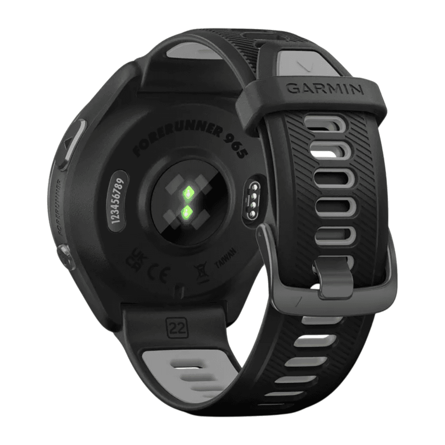 Спортивные часы Garmin Forerunner 965, силиконовый ремешок цвета чёрный/«серая пудра» — фото 6