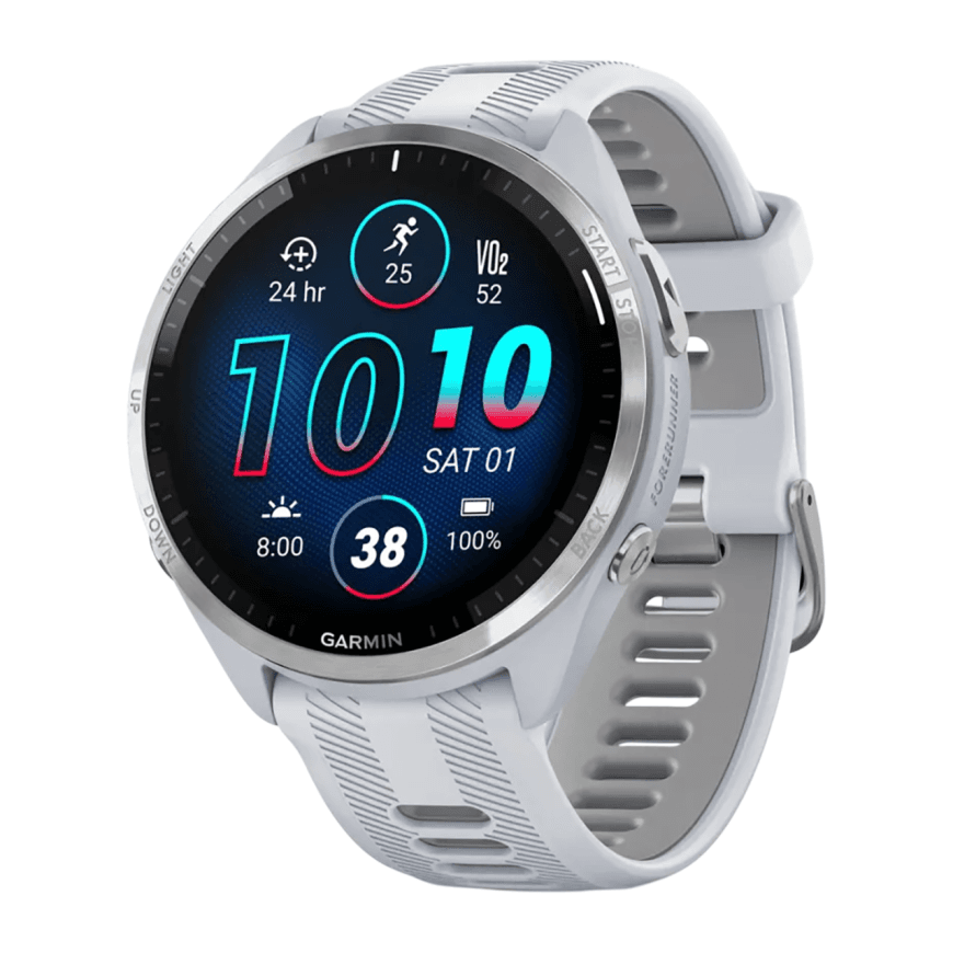 Спортивные часы Garmin Forerunner 965, силиконовый ремешок цвета «Уайтстоун»/«серая пудра» — фото 3