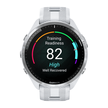 Спортивные часы Garmin Forerunner 965, силиконовый ремешок цвета «Уайтстоун»/«серая пудра»