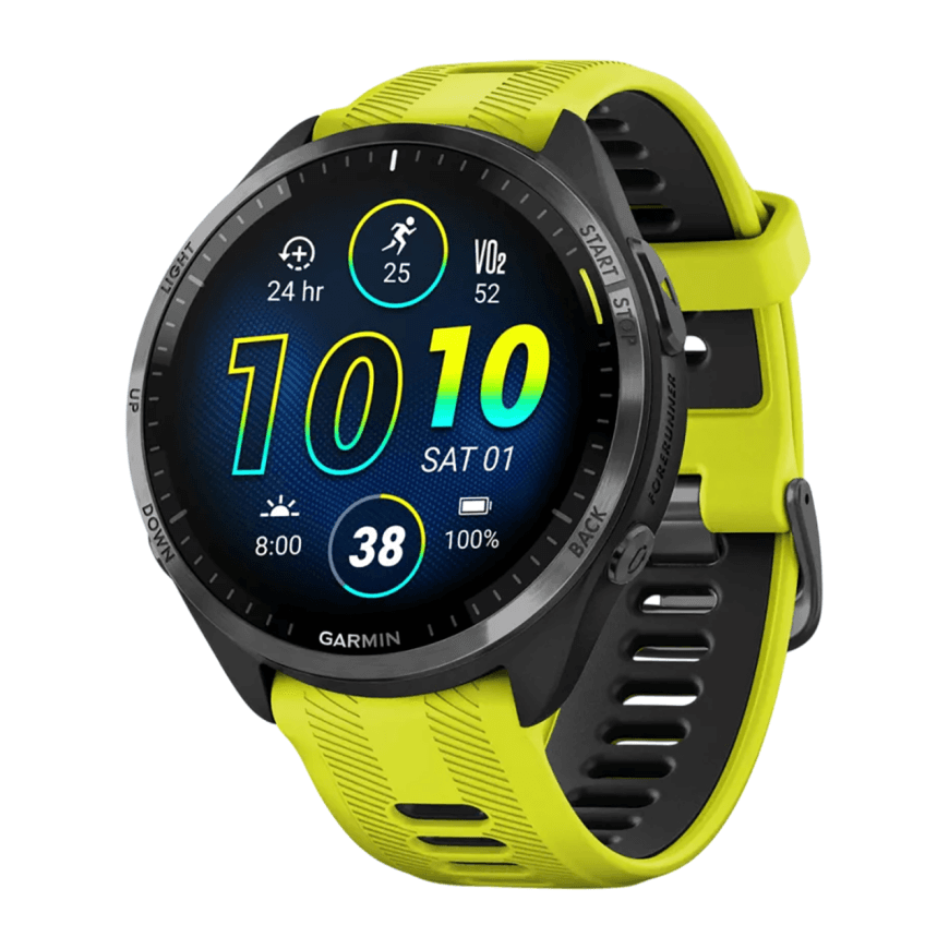 Спортивные часы Garmin Forerunner 965, силиконовый ремешок цвета чёрный/«электрический жёлтый» — фото 3