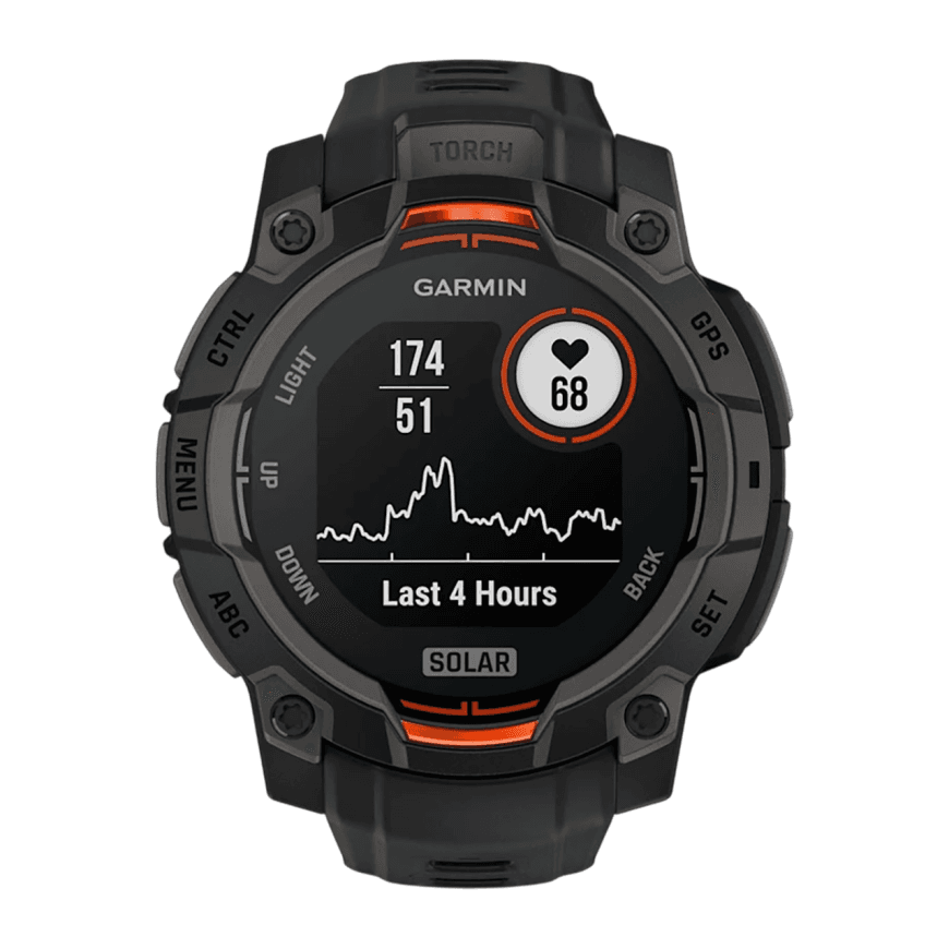 Спортивные часы Garmin Instinct 3, 45 мм, Solar, чёрный силиконовый ремешок — фото 5