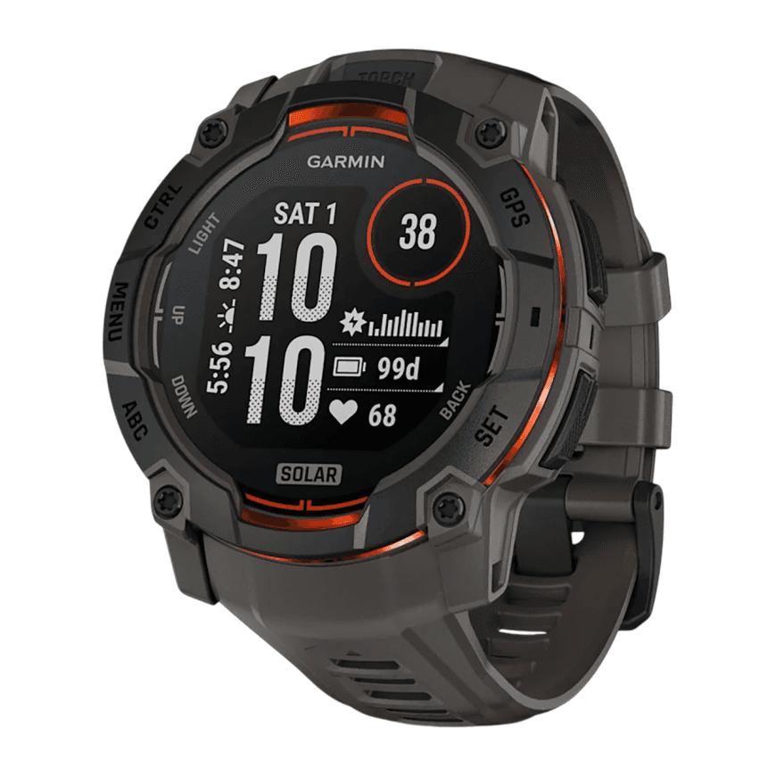 Спортивные часы Garmin Instinct 3, 50 мм, Solar, силиконовый ремешок угольного цвета — фото 3