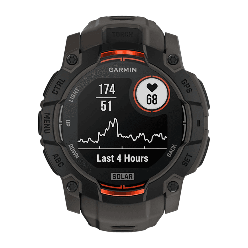 Спортивные часы Garmin Instinct 3, 50 мм, Solar, силиконовый ремешок угольного цвета — фото 5