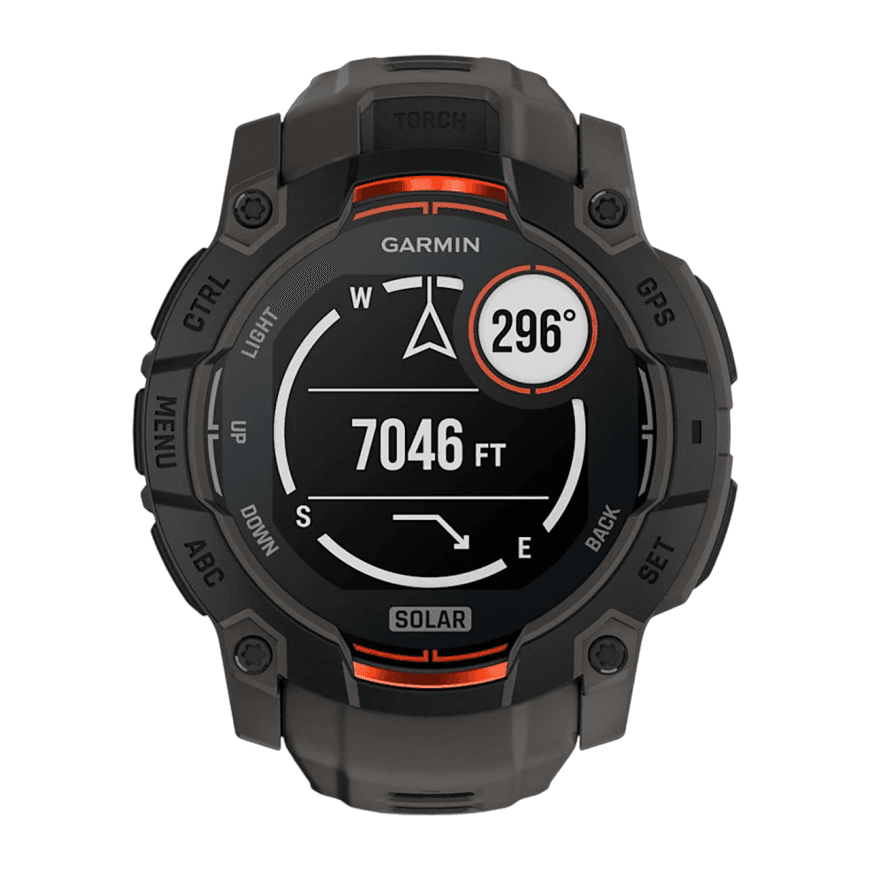 Спортивные часы Garmin Instinct 3, 50 мм, Solar, силиконовый ремешок угольного цвета — фото 6