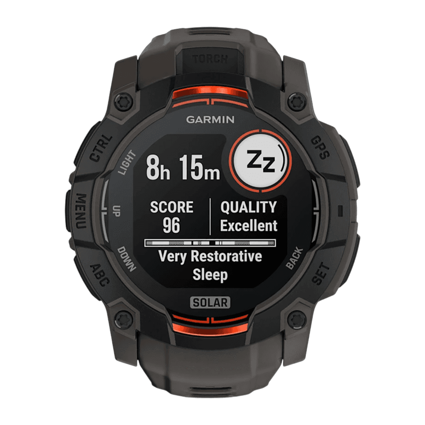 Спортивные часы Garmin Instinct 3, 50 мм, Solar, силиконовый ремешок угольного цвета — фото 2